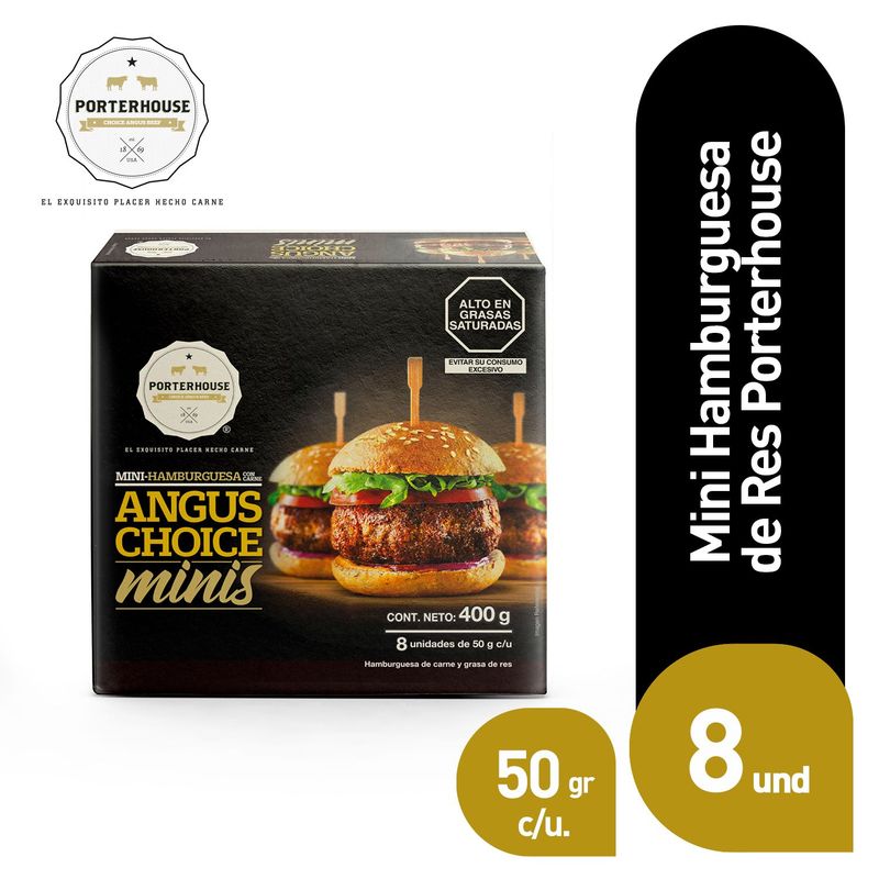 PORTERHOUSE - Mini Hamburguesa Res Porterhouse 8 Un
