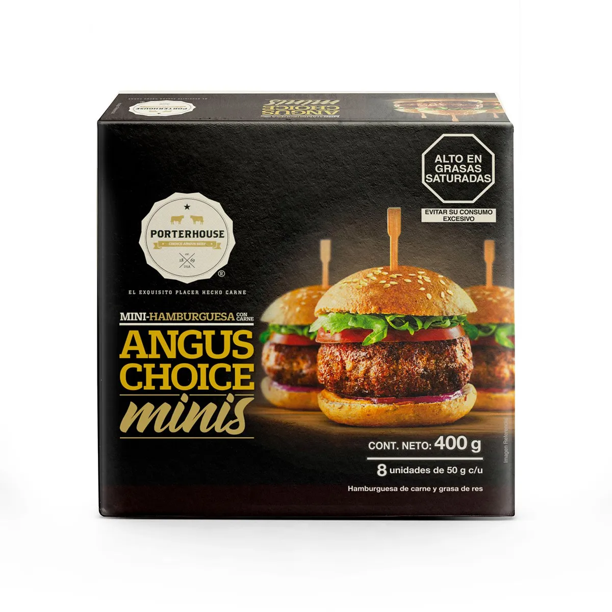 PORTERHOUSE - Mini Hamburguesa de Res Porterhouse Caja 8 Und