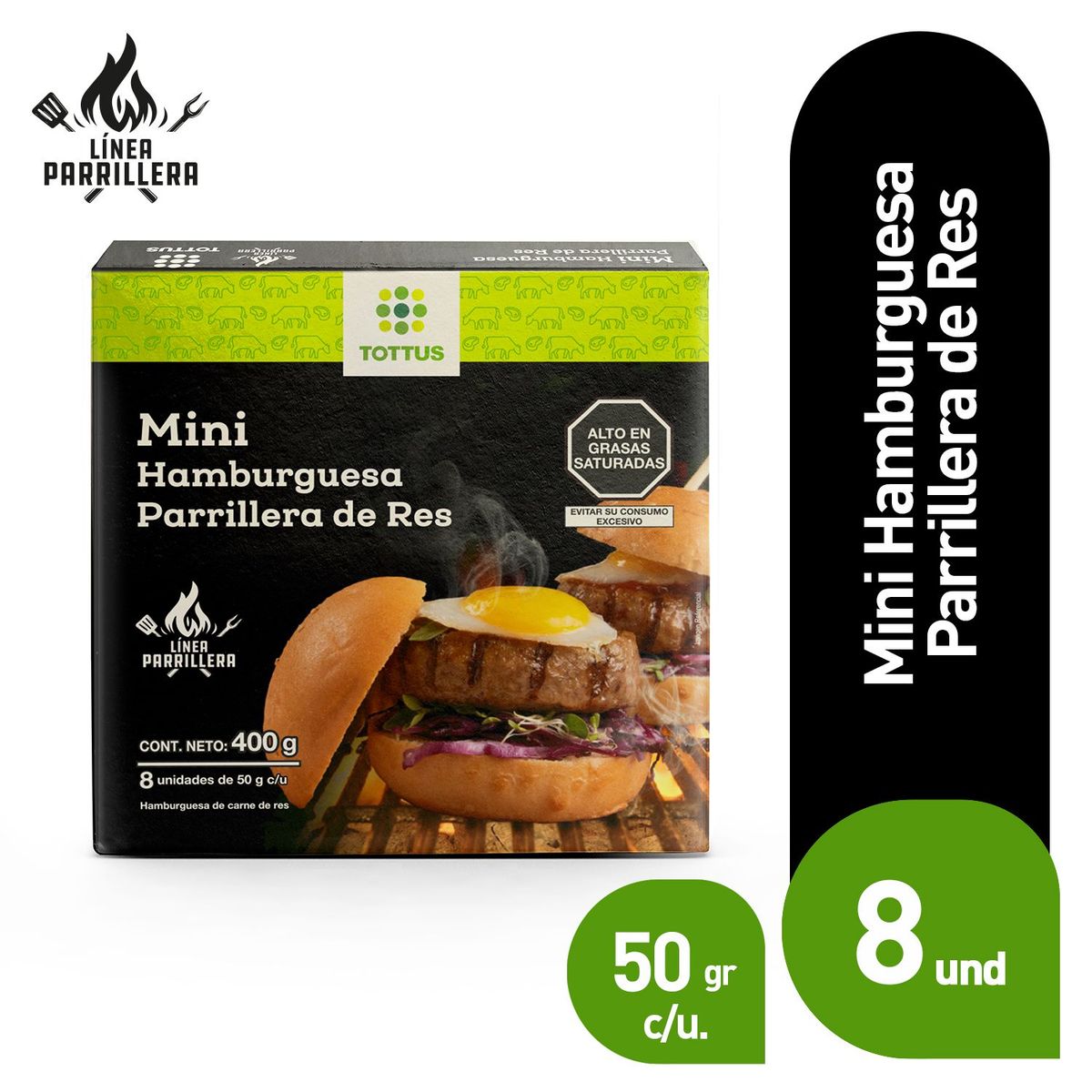TOTTUS - Mini Hamburguesa Parrillera Tottus Caja 8 Und