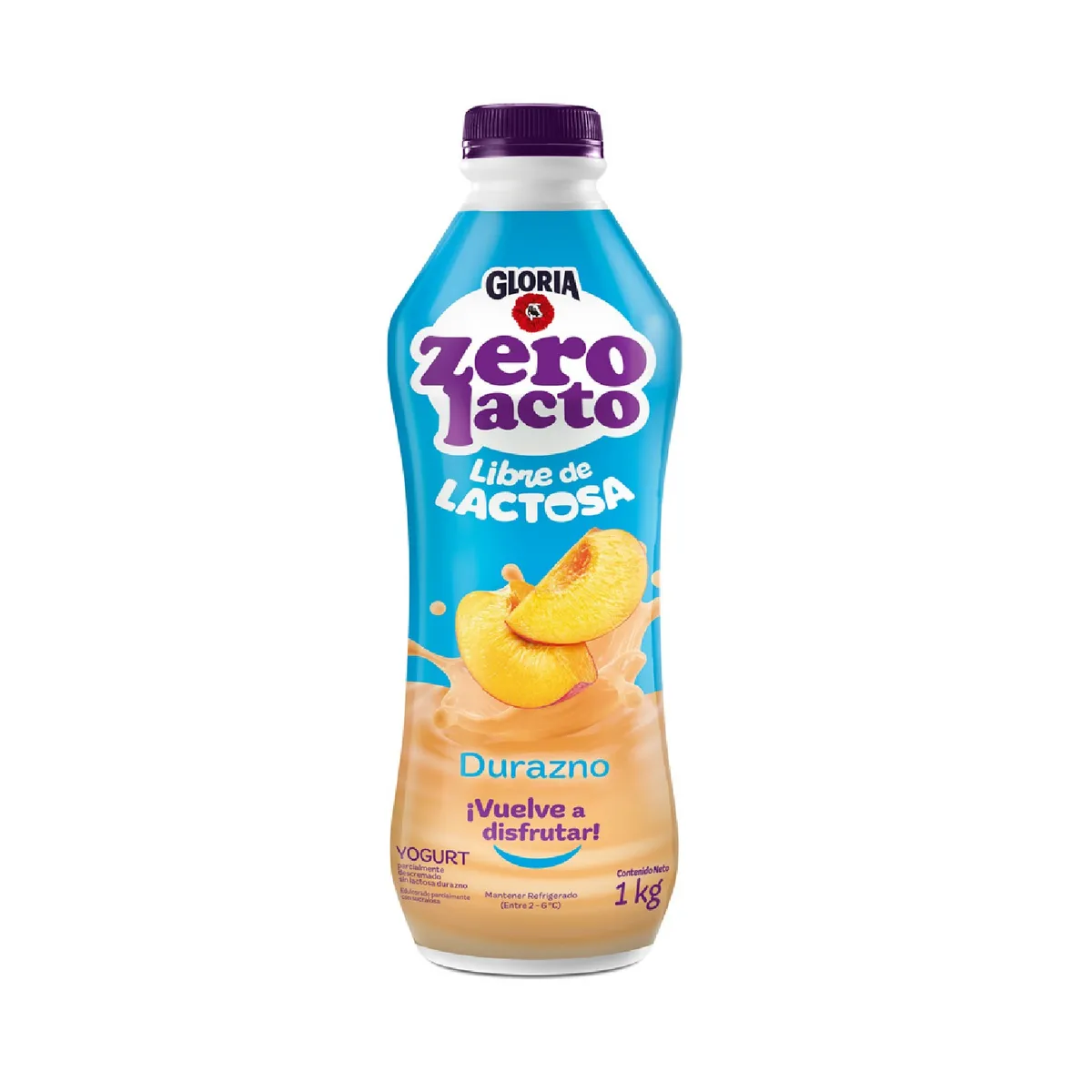 GLORIA - Yogurt Gloria Zero Lacto Durazno Botella 1 Kg