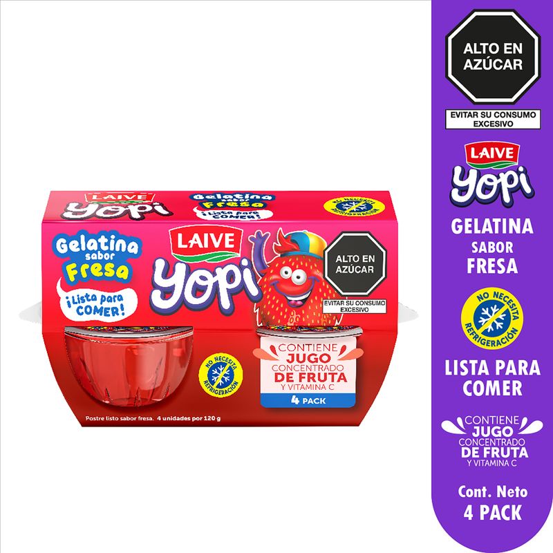 LAIVE - Gelatina Laive Yopi Sabor Fresa Pack 4 Und