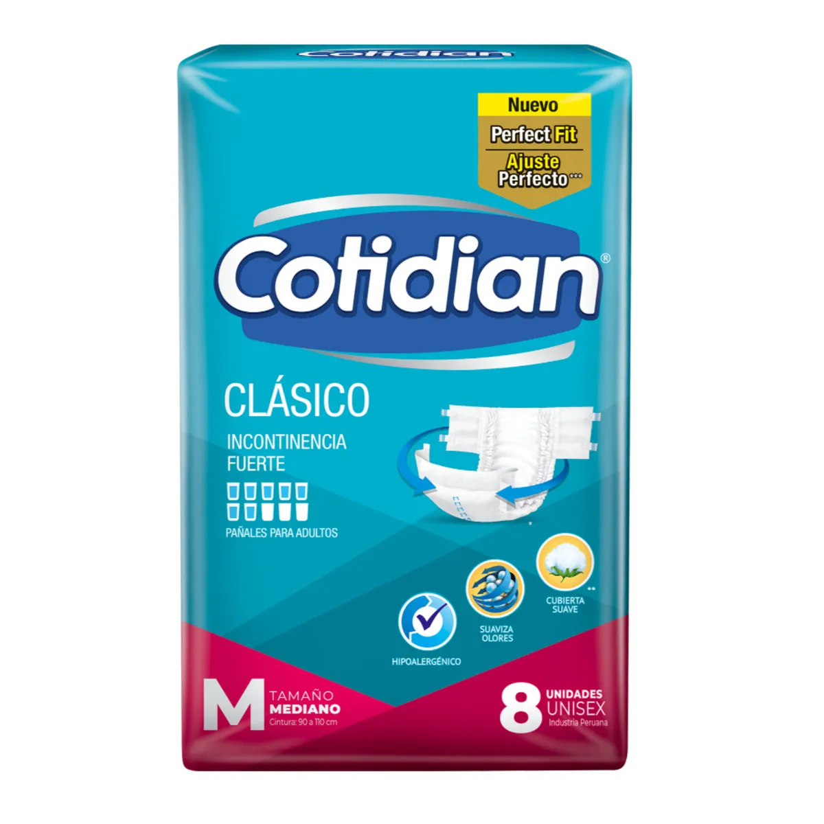 COTIDIAN - Pañal para Adulto Cotidian Clásico Talla M Empaque 8 Und