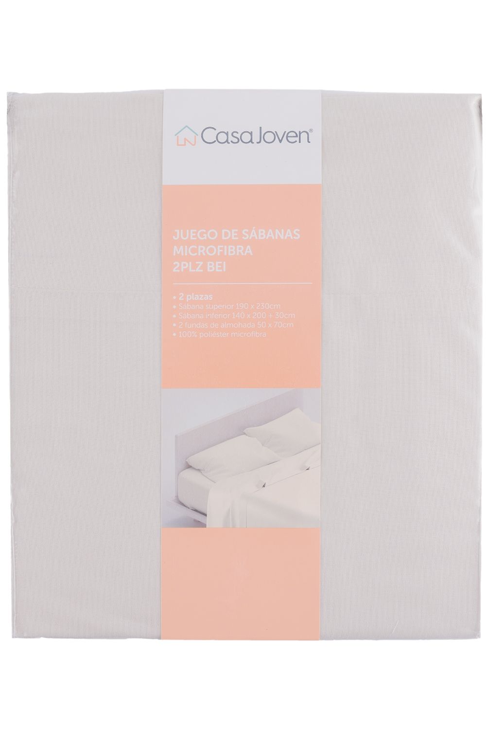 CASA JOVEN - Juego de Sábanas Microfibra 2Plz Beige