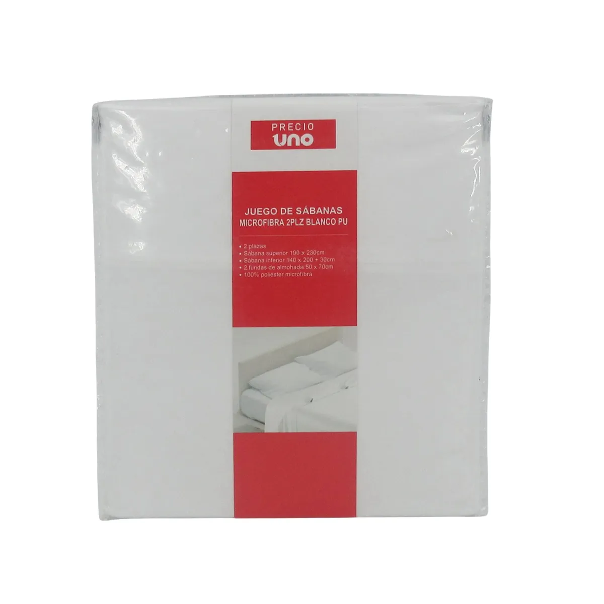 PRECIO UNO - Juego de Sábanas Microfibra 2Plz Blanco Pu