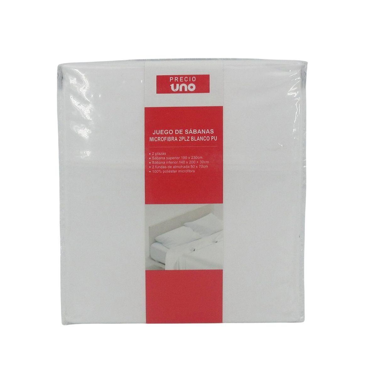 PRECIO UNO - Juego de Sábanas Microfibra 2Plz Blanco Pu