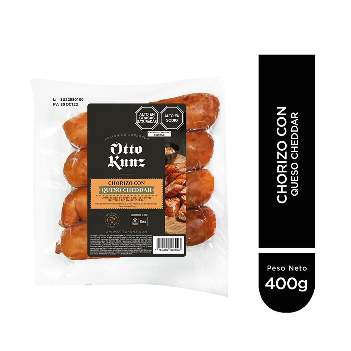 OTTO KUNZ - Chorizo con Queso Cheddar Otto Kunz Empaque 400 g