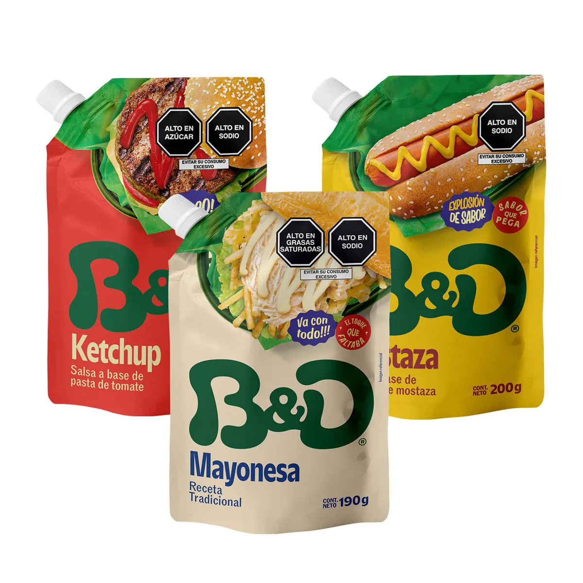 B&D - Pack B&D Ketchup 200 g + Mostaza 200 g + Mayonesa 190 g
