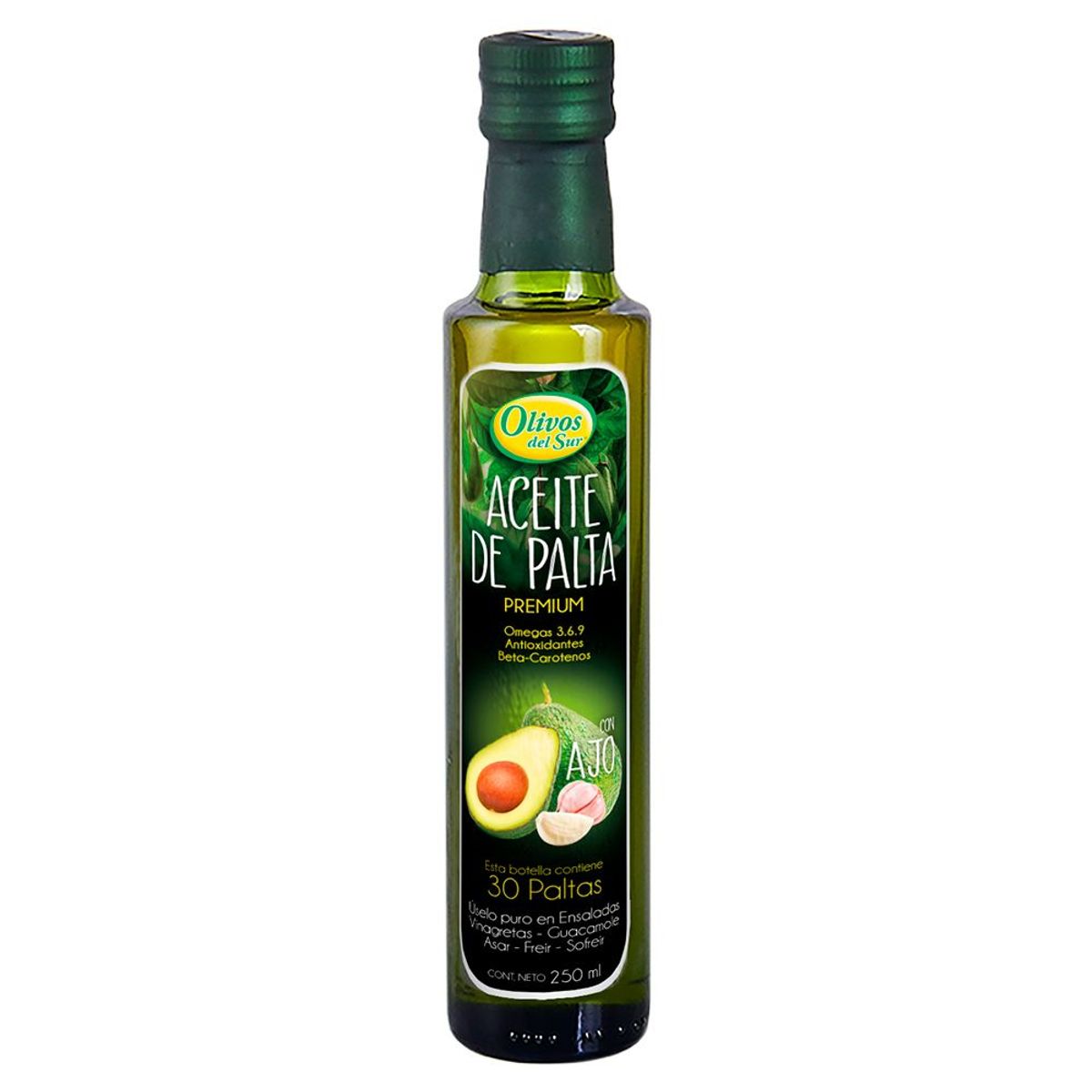 OLIVOS DEL SUR - Aceite de Palta Olivos del Sur con Ajo Envase 250 mL