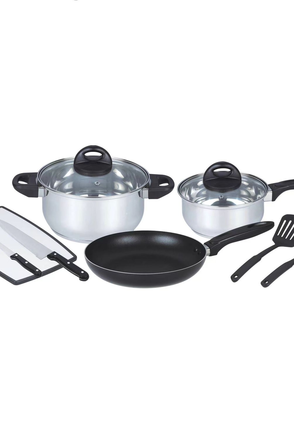 CASA JOVEN - Batería de Cocina 10 Piezas +Utensilios +Cuchillo +Tabla
