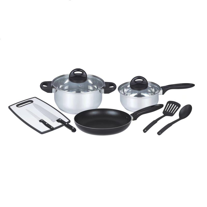 CASA JOVEN - Batería de Cocina 10 Piezas +Utensilios +Cuchillo +Tabla