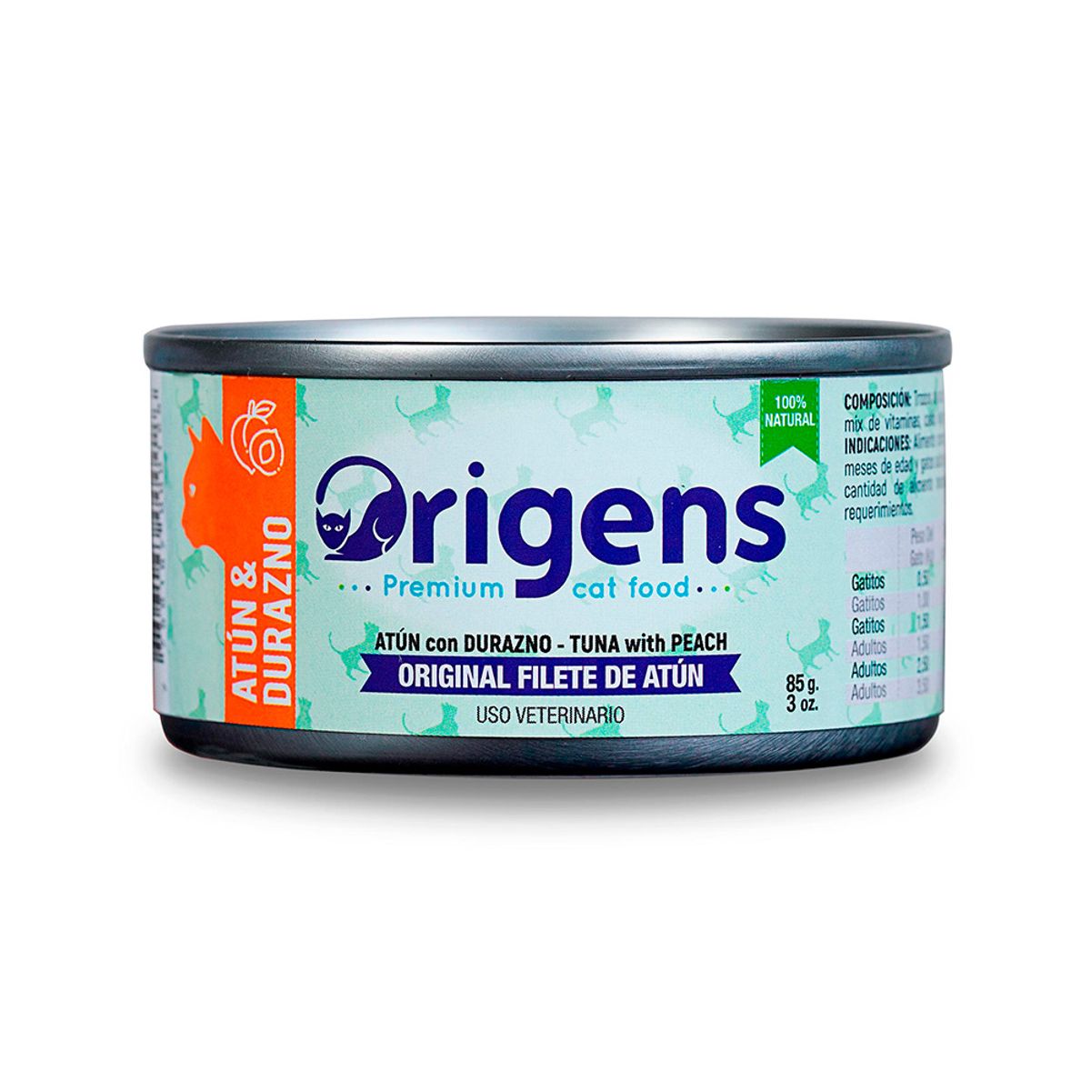 ORIGENS - Alimento Húmedo Gatos Origens Atún Durazno Lata 85 g