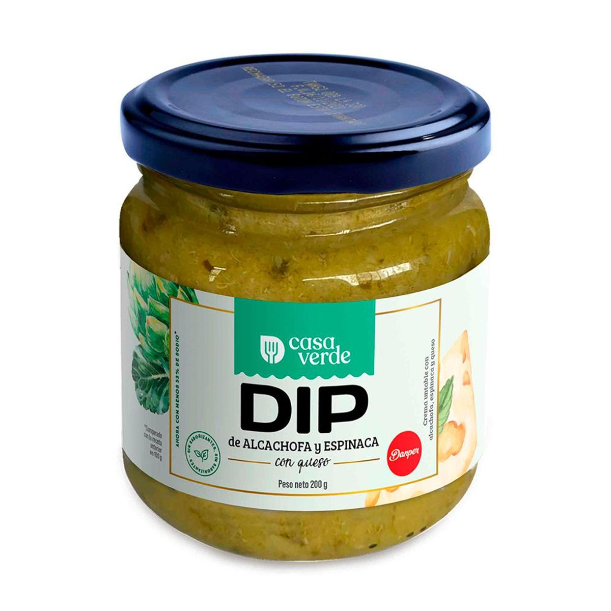 CASA VERDE - Dip Alcachofa Espinaca y Queso Casa Verde Envase 200 g