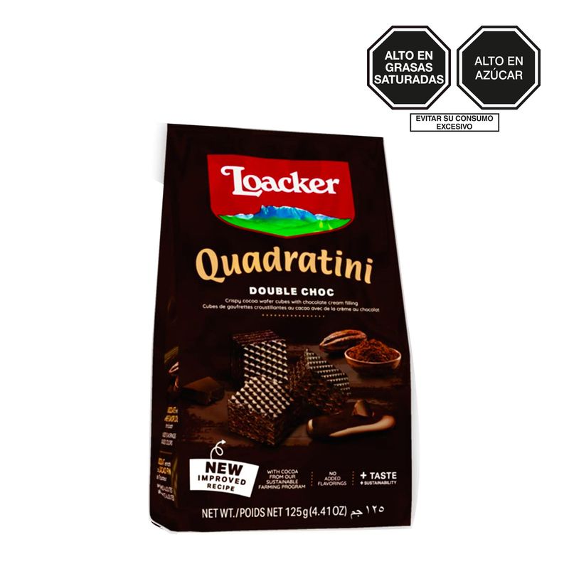 LOACKER - Waffer Loacker Quadratini Double Chocolate Bolsa 125 g