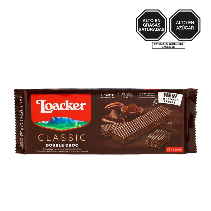 LOACKER - Waffer Loacker Double Chocolate Empaque 175 g