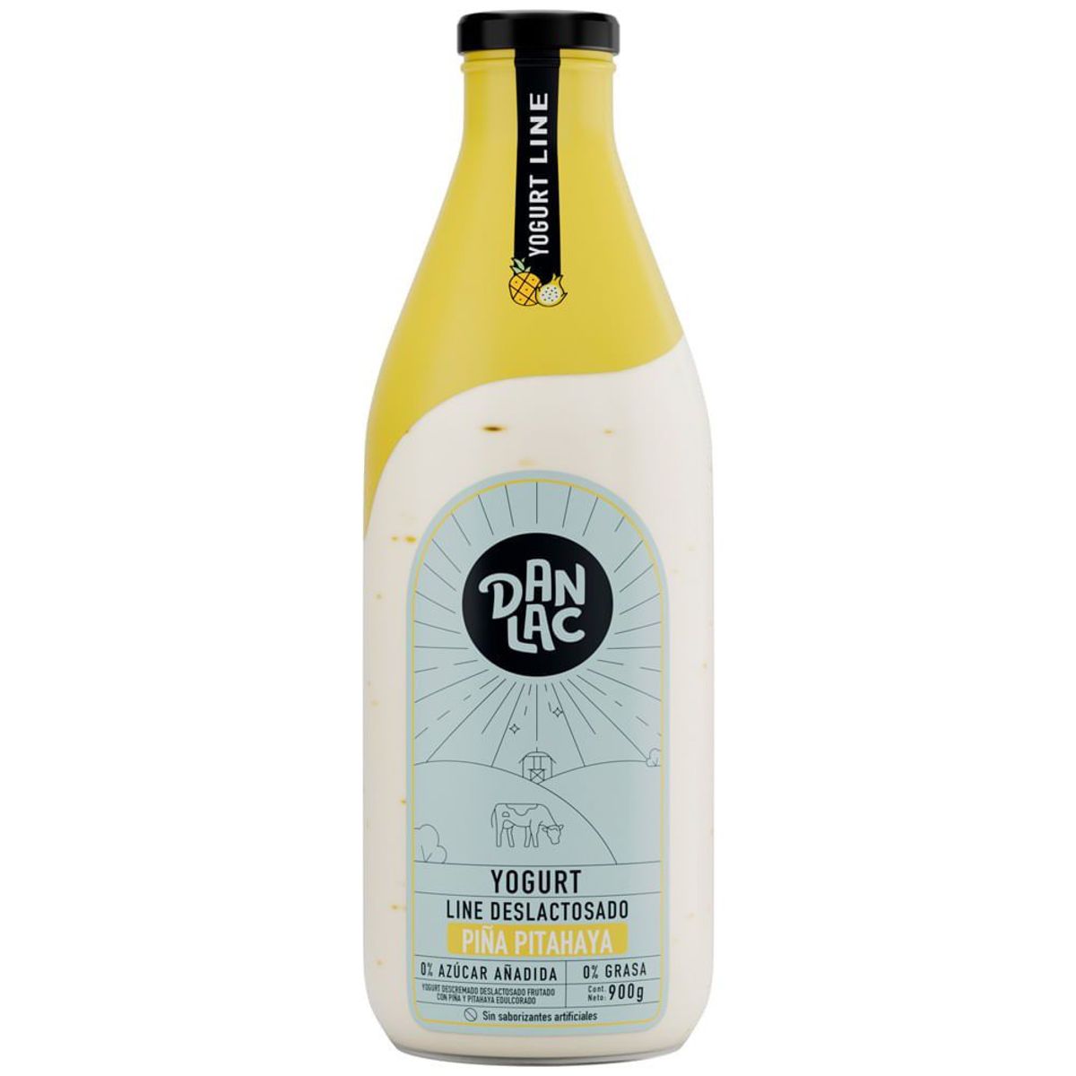 DANLAC - Yogurt Sin Lactosa Danlac Line Piña Pitahaya Botella 900 g