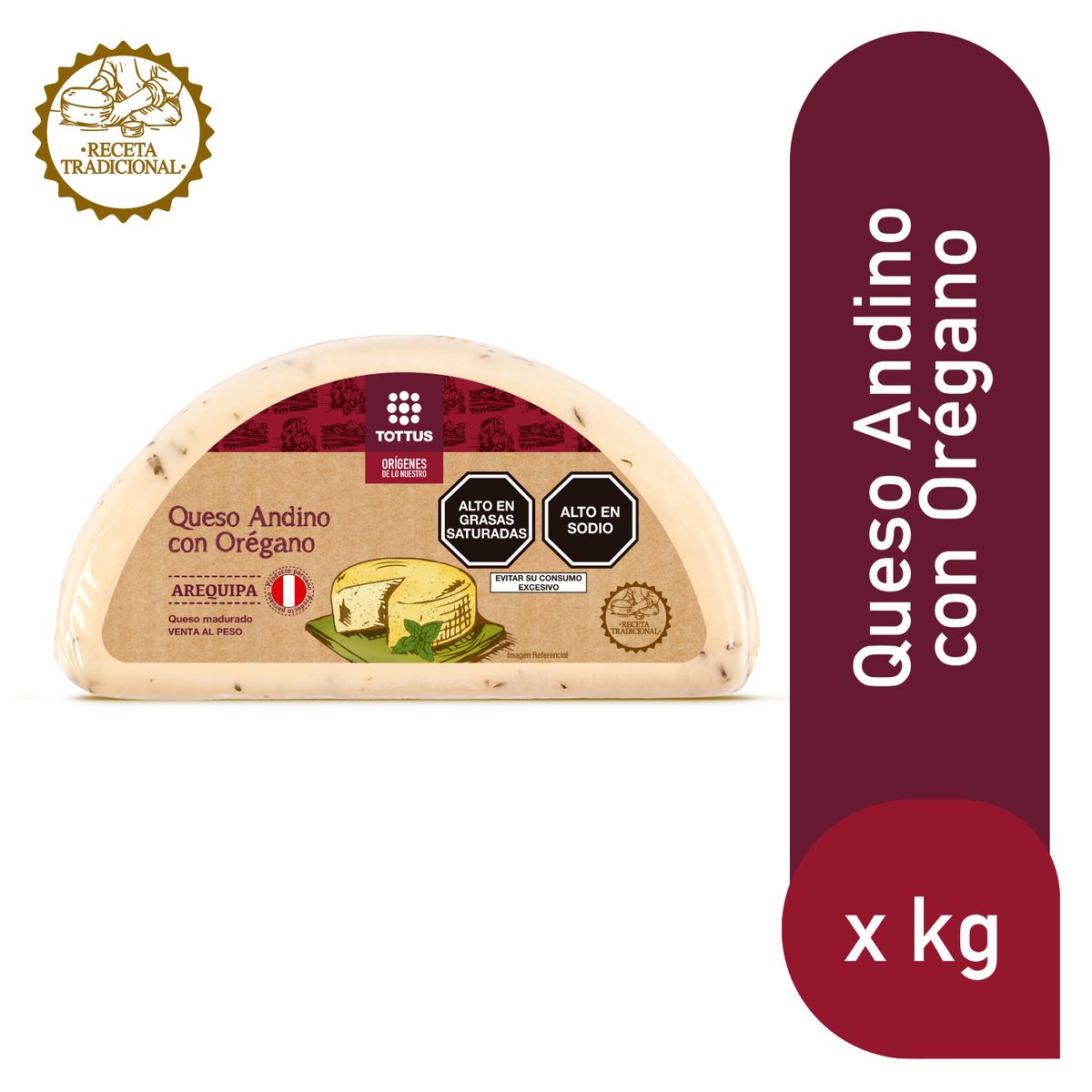 TOTTUS ORIGENES - Queso Andino con Orégano Tottus Origenes x Kg