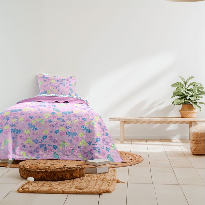CASA JOVEN - Set de Cama Quilt‚ Infantil Libélula 1.5Plaza