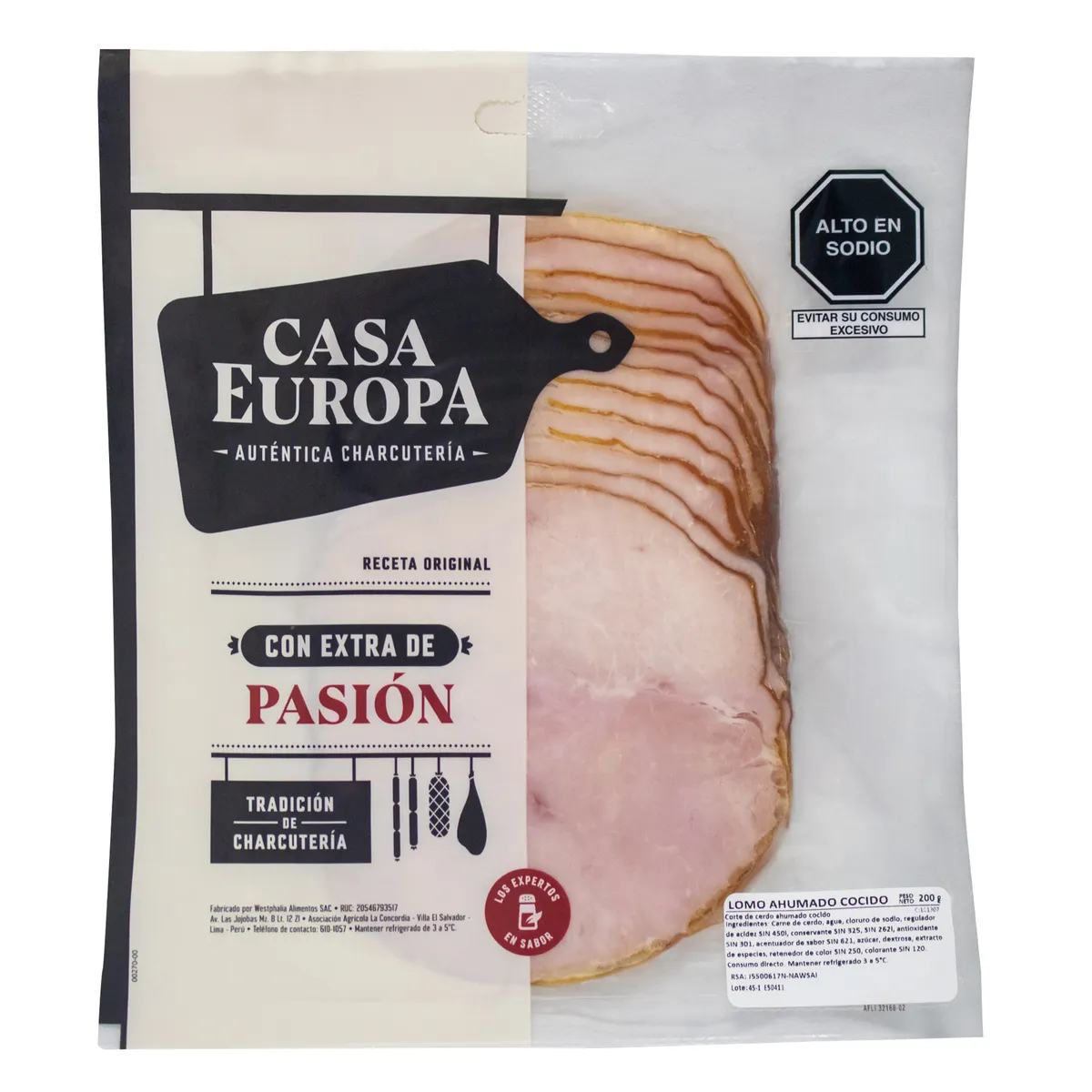 CASA EUROPA - Lomo Ahumado Cocido Casa Europa Empaque 200 g