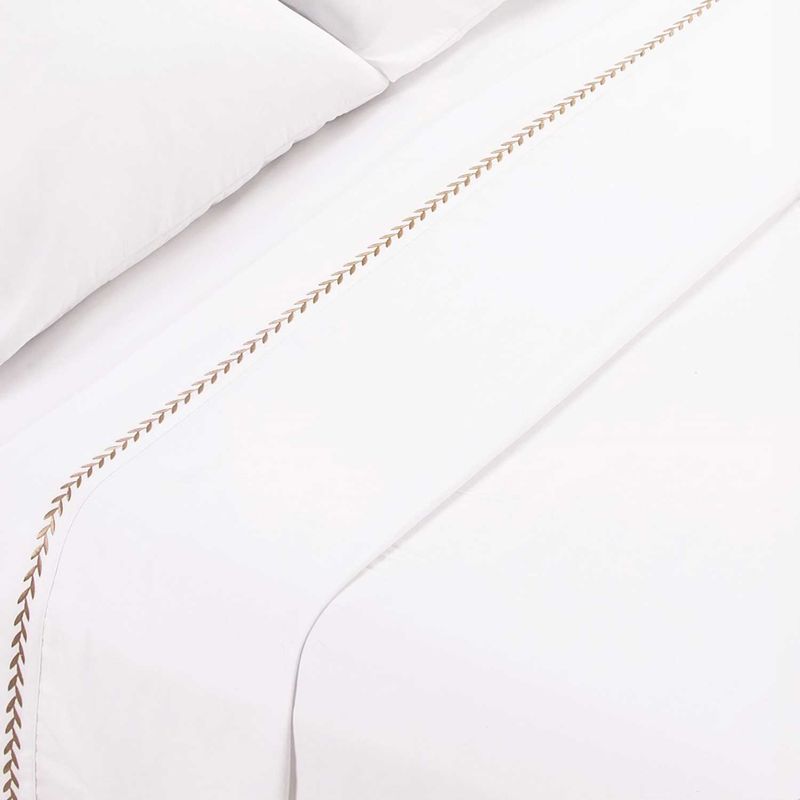 CASA JOVEN - Sábanas Broderie Blanco Beige 2 Plazas