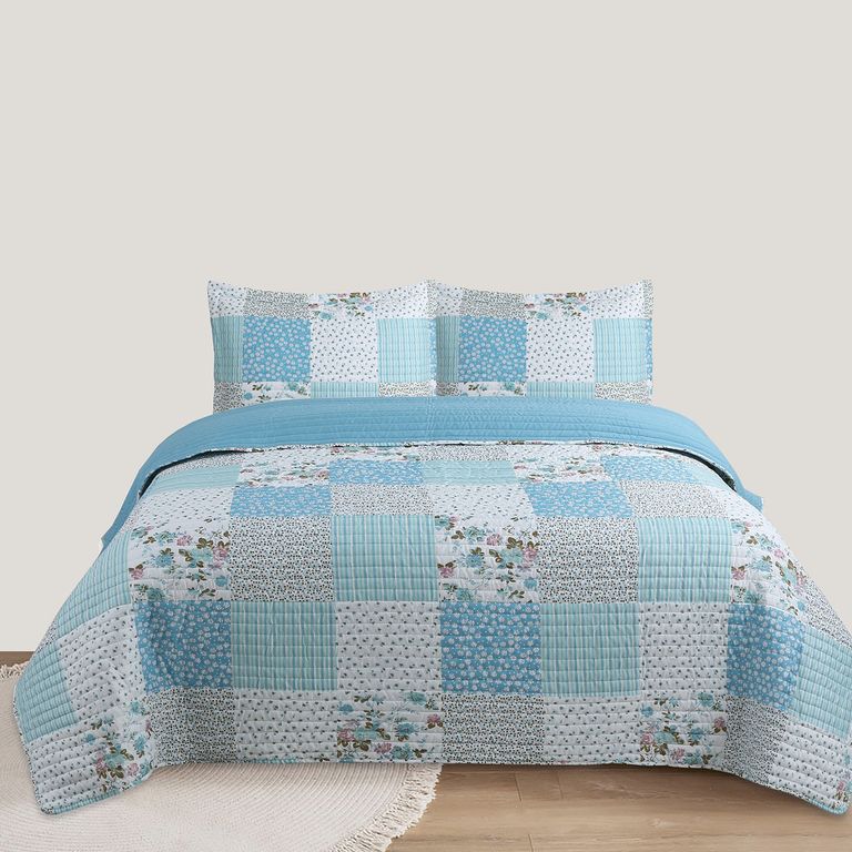 Quilt Maria Patchwork Azul 2 Plazas | Tottus Perú