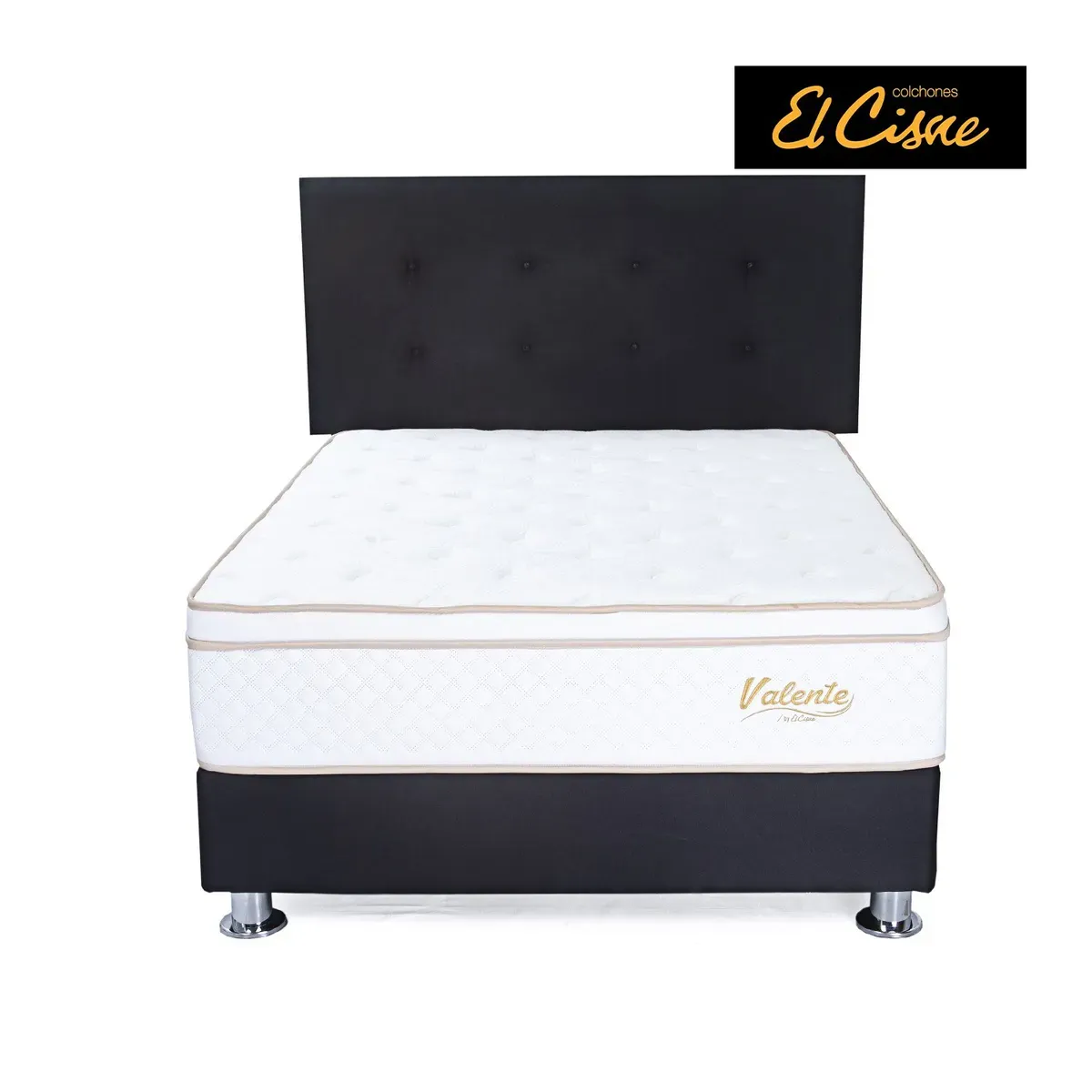 EL CISNE - Dormitorio Valentte Negro 1.5 Plz Col+Tar+Cab