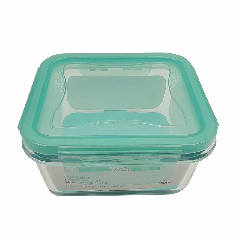 Casa Joven - Hermético Vidrio Cuadrado 550mL Verde