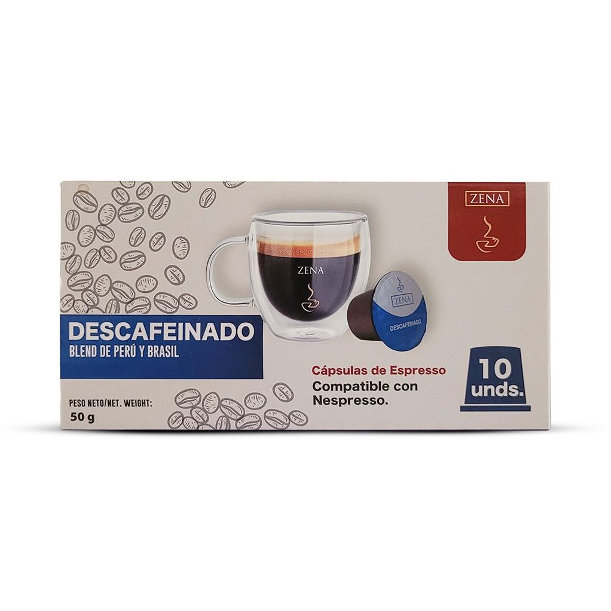 CAFE ZENA - Cápsulas Café Zena Descafeinado Caja 50 g