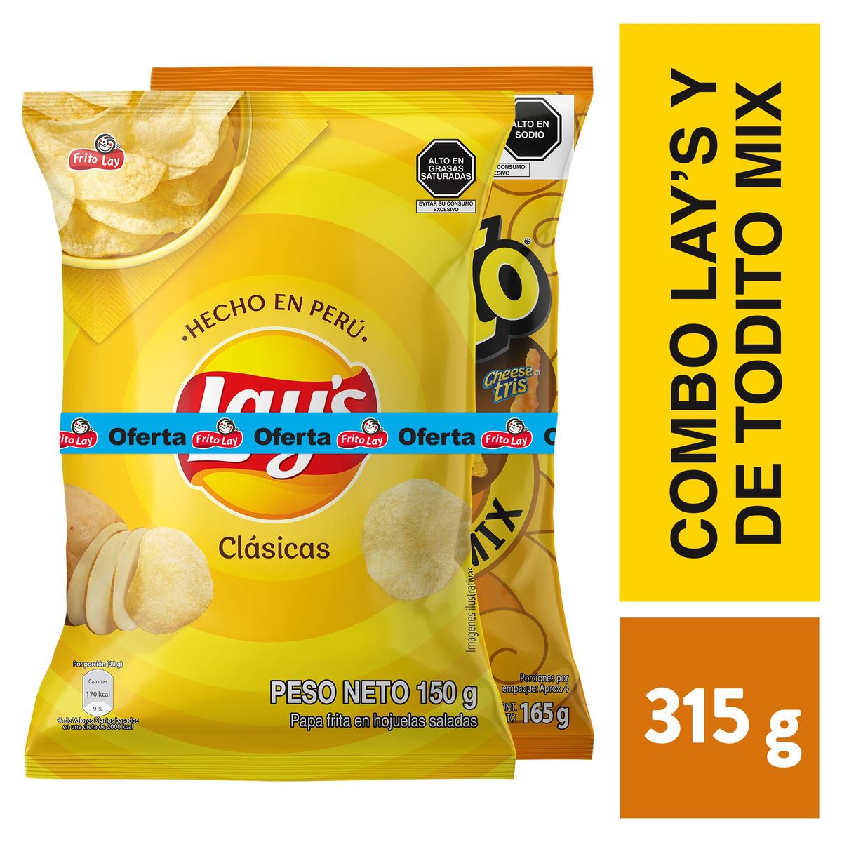 FRITO LAY - Pack Papas Lay'S Clásicas 150 G Y Detodito Mix 165 G