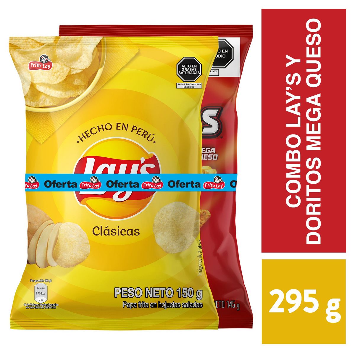 FRITO LAY - Pack Papas Lay'S Clásicas 150 G Y Doritos Queso 145 G