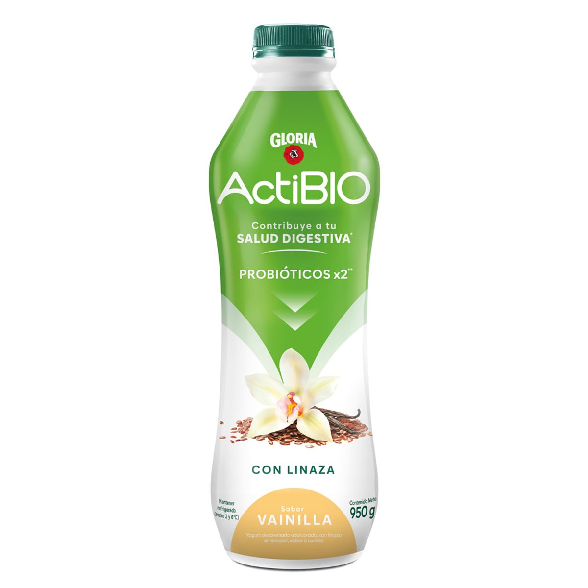 ACTIBIO - Yogurt Gloria Actibio Vainilla Linaza Botella 950 g
