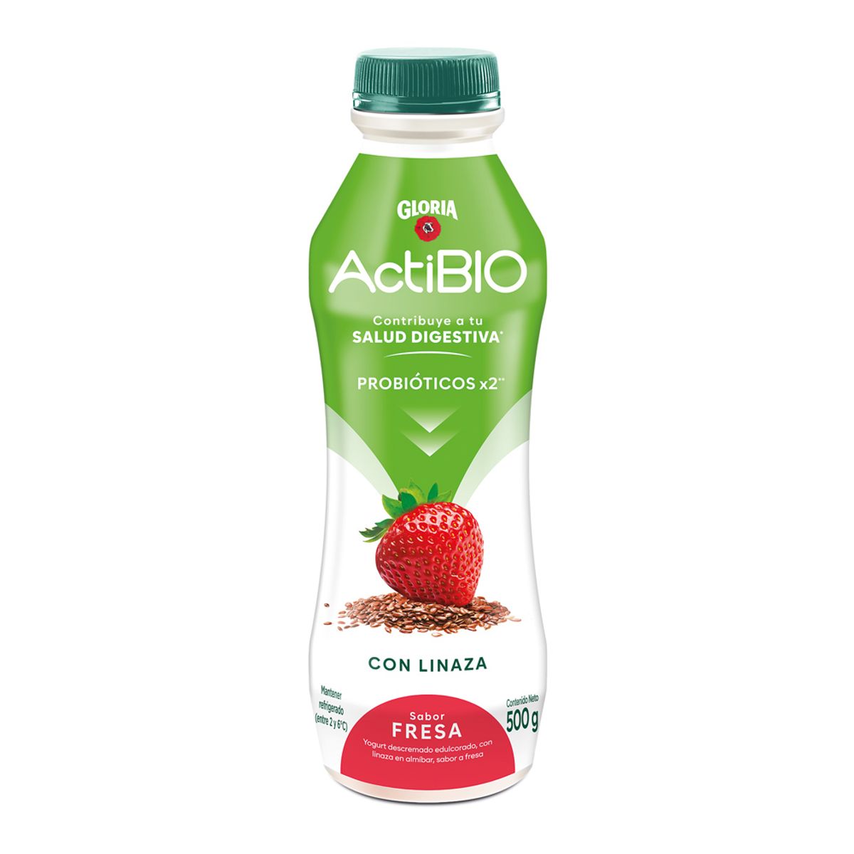 ACTIBIO - Yogurt Gloria Actibio Fresa Linaza Botella 500 g