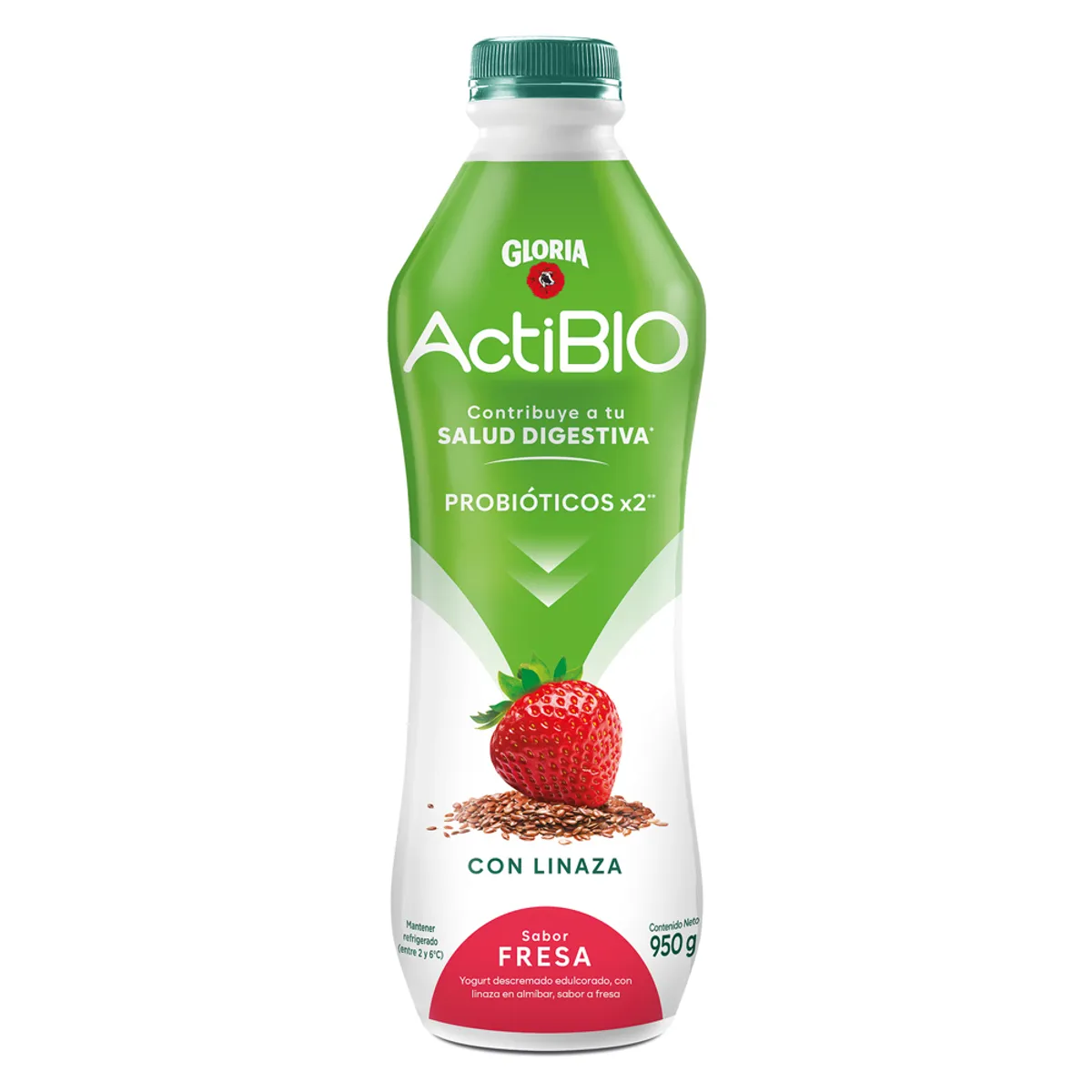 ACTIBIO - Yogurt Gloria Actibio Fresa Linaza Botella 950 g