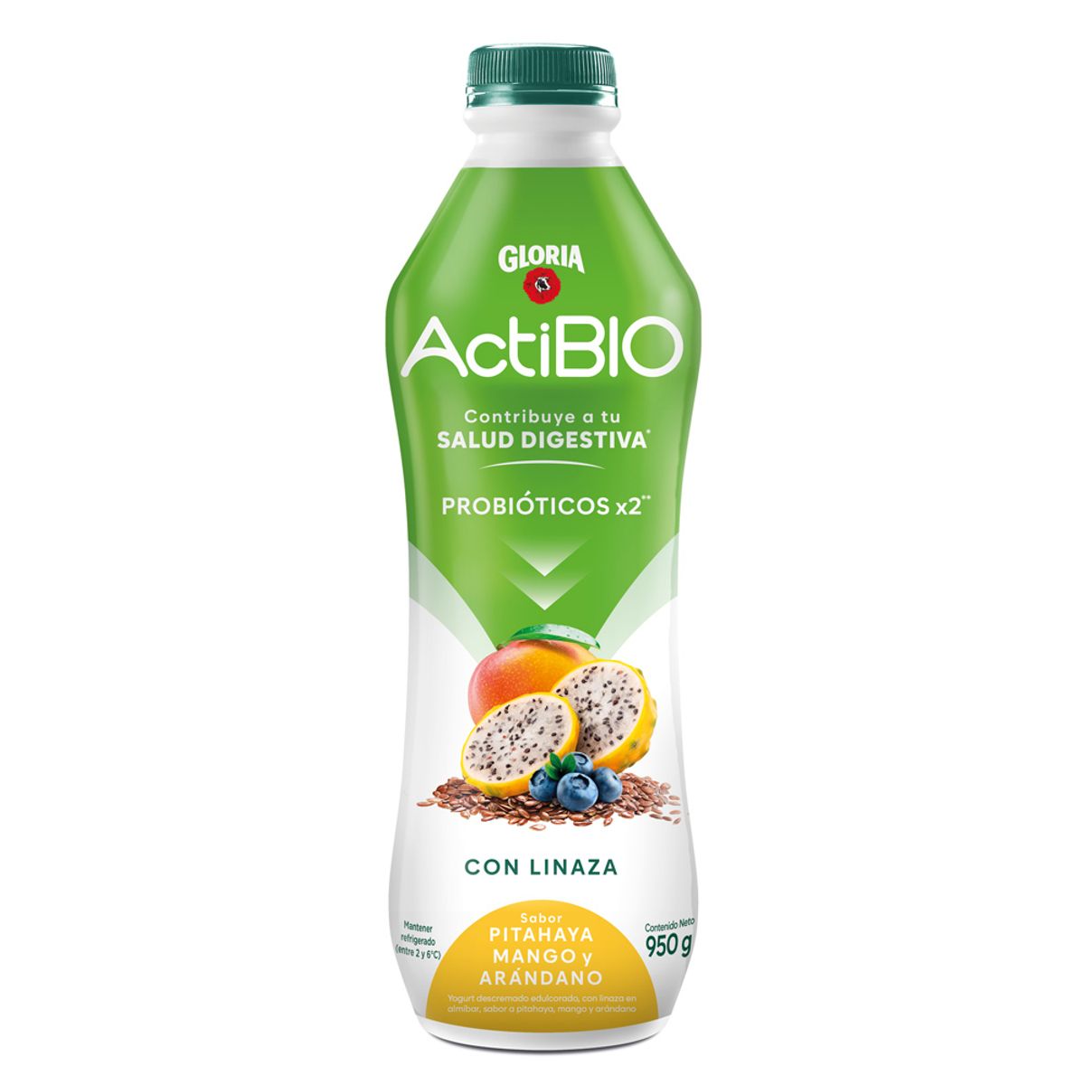 ACTIBIO - Yogurt Gloria Actibio Pitahaya Mango Arándano Botella 950 g