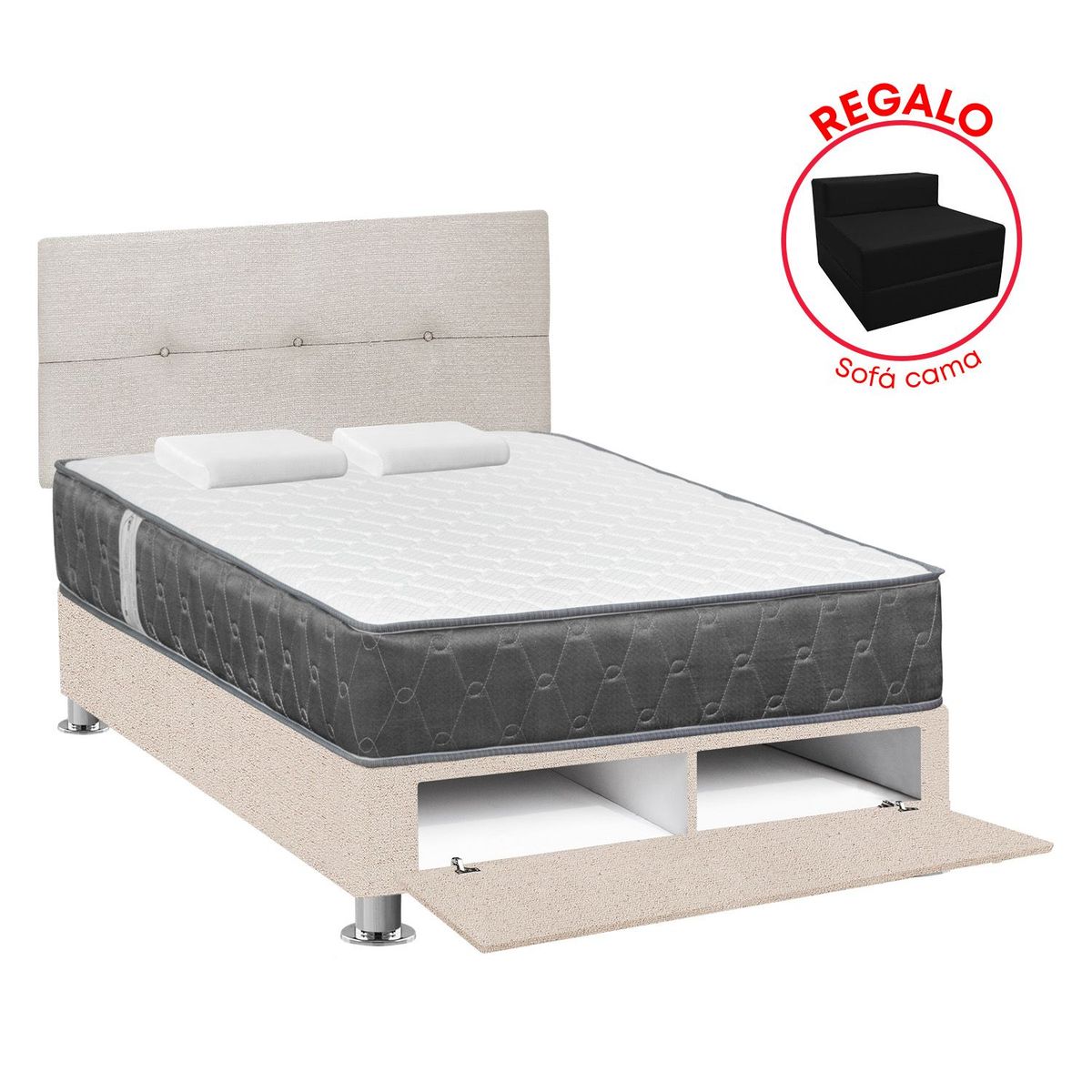 FORLI - Dormitorio Sabanera Beige Jallpa2Plz+Sofa Cama