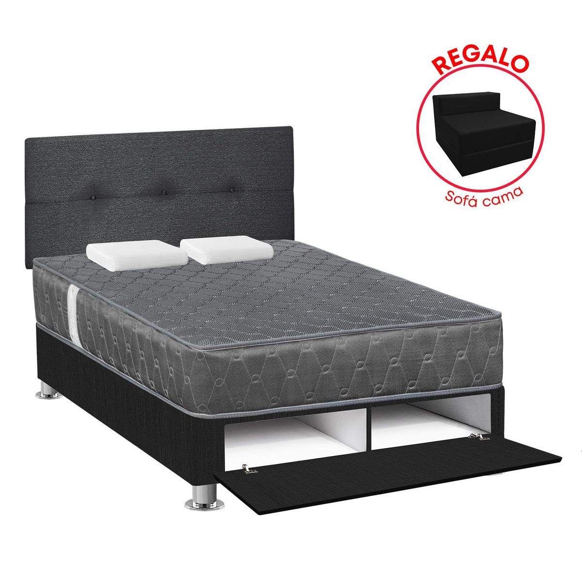 FORLI - Dormitorio Sabanera Jallpa Gris 2Plz+Sofa Cama