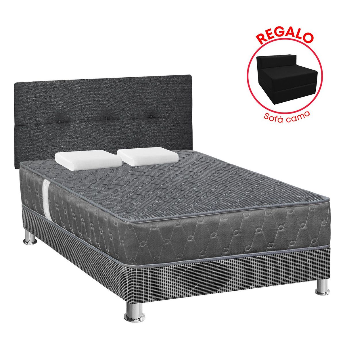 FORLI - Dormitorio Jallpa Gris 2Plz+Sofa Cama