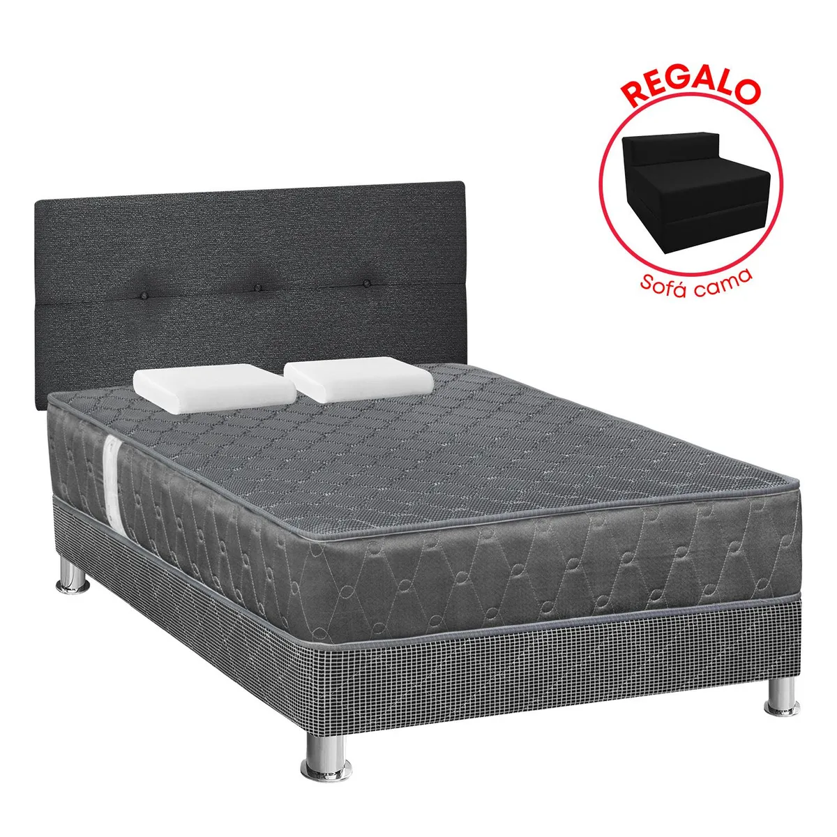 FORLI - Dormitorio Jallpa Gris 2Plz+Sofa Cama