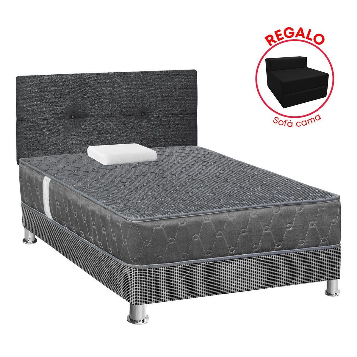 FORLI - Dormitorio Jallpa Gris 1.5Plz+Sofa Cama