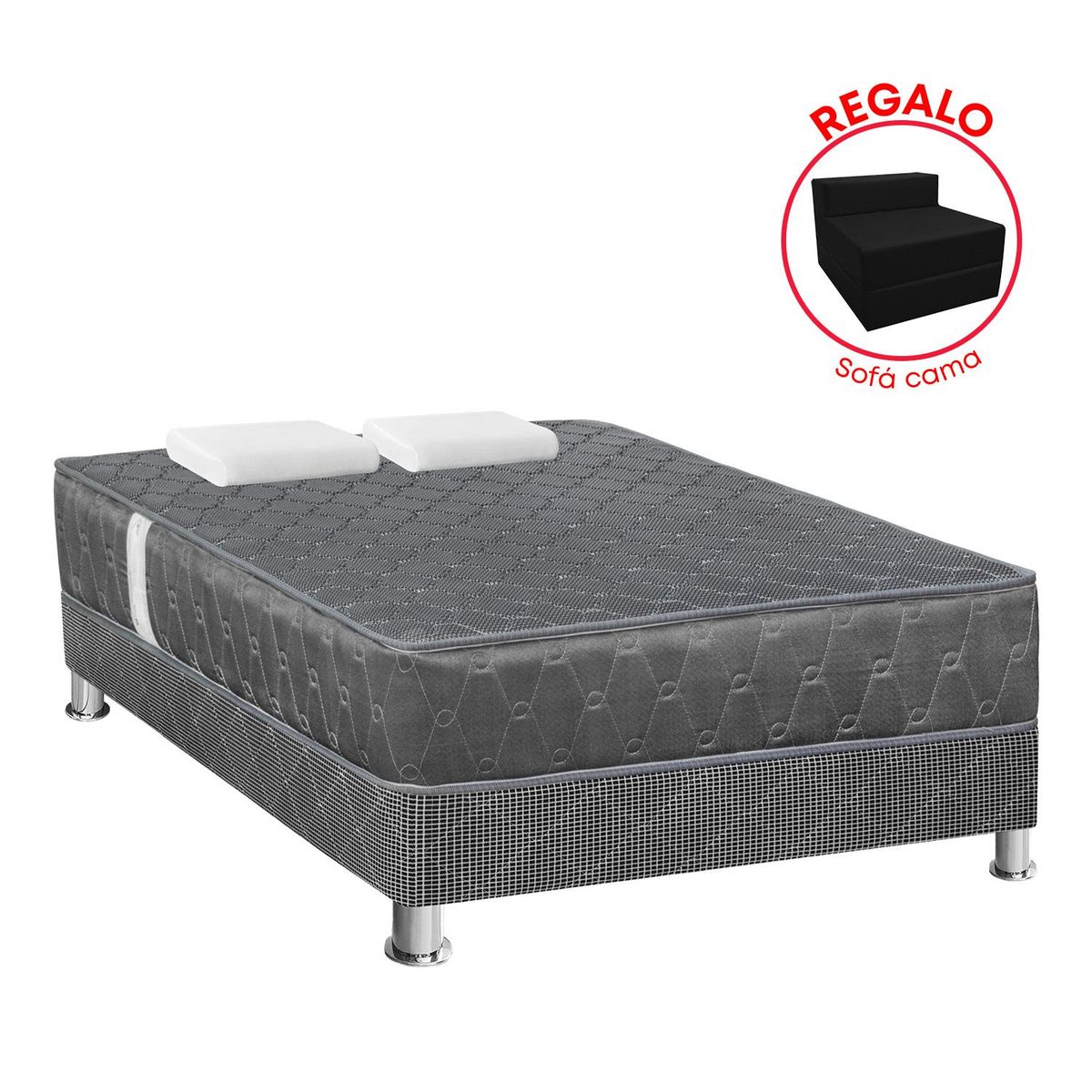 FORLI - Cama Americana Jallpa Gris 2Plz+Sofa C