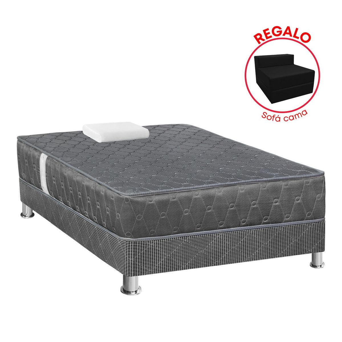 FORLI - Cama Americana Jallpa Gris 1.5Plz+Sofa C