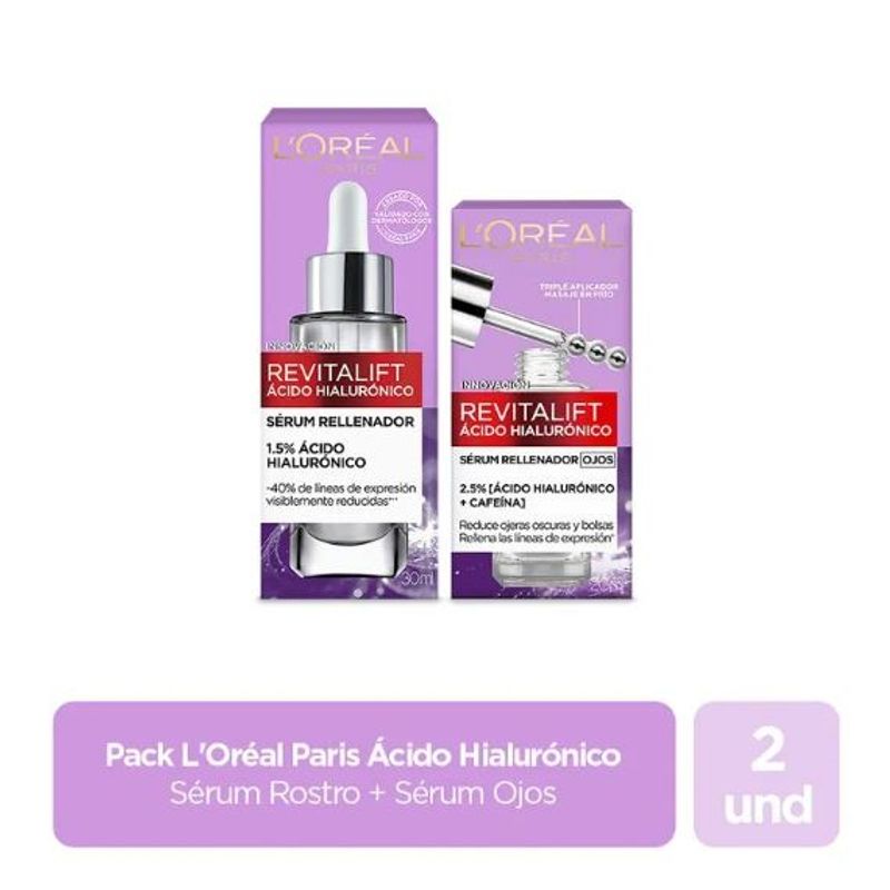 LOREAL PARIS - Pack Ácido Hialurónico Revitalift Rostro y Ojos Loreal Paris