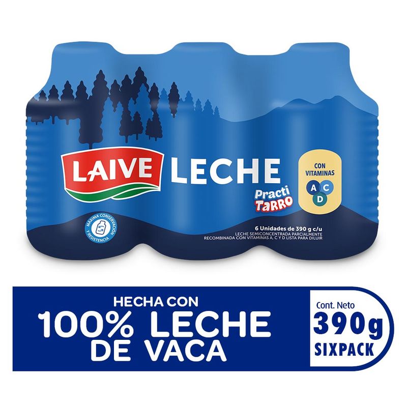 LAIVE - Leche Laive Practitarro Sixpack Botella 390 g