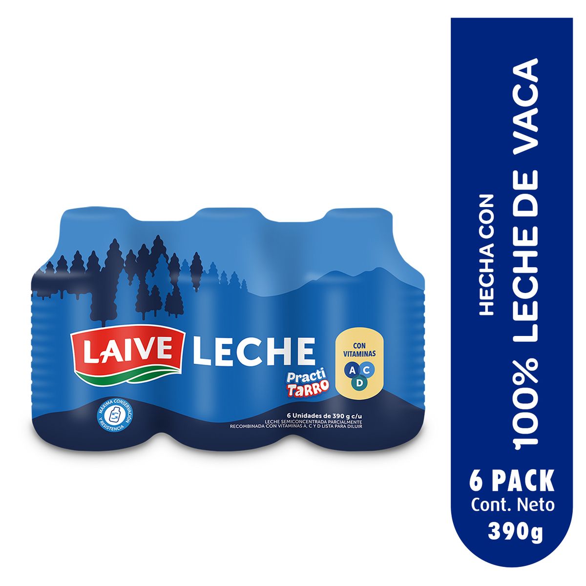 LAIVE - Leche Laive Practitarro Sixpack Botella 390 g