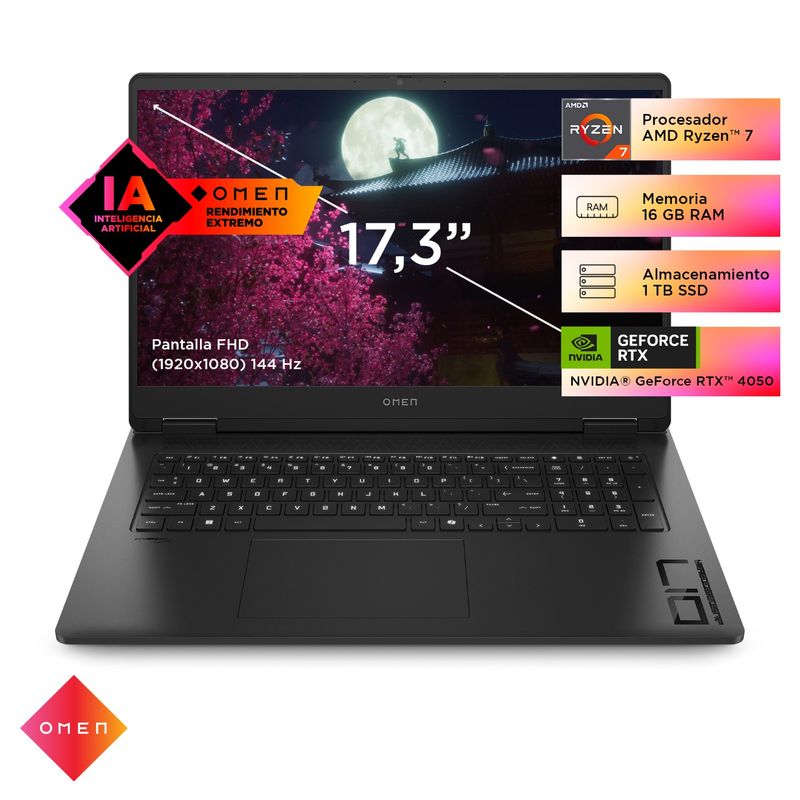 HP - Laptop HP OMEN R7 8845HS 16GB 1TB RTX4050