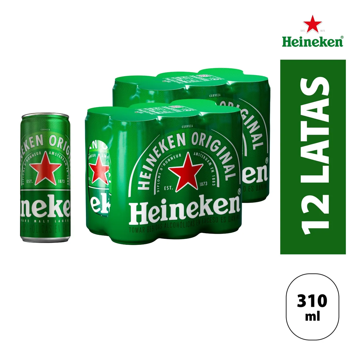 HEINEKEN - Cerveza Heineken Pack 12 Latas 310 mL