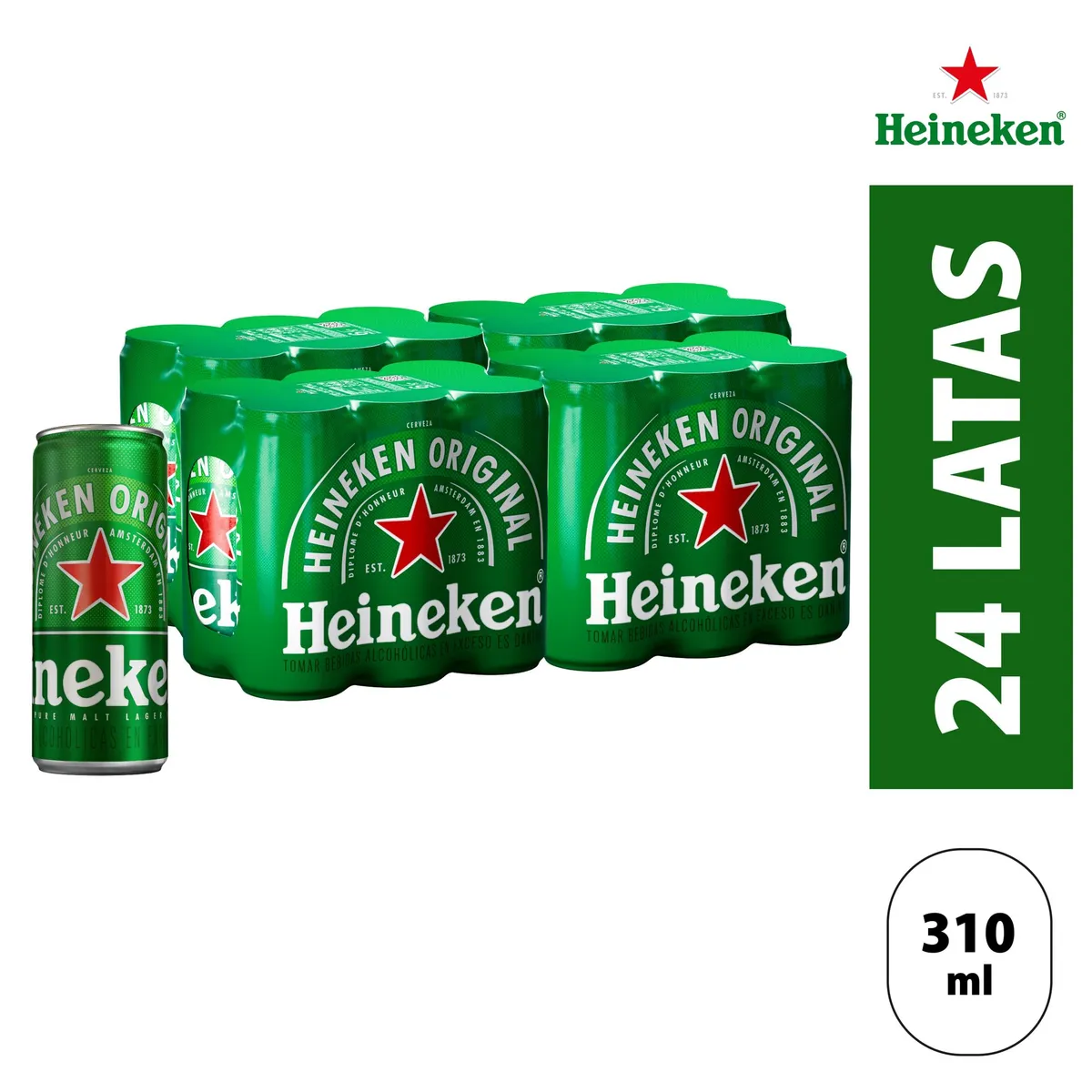 HEINEKEN - Cerveza Heineken Pack 24 Latas 310 mL
