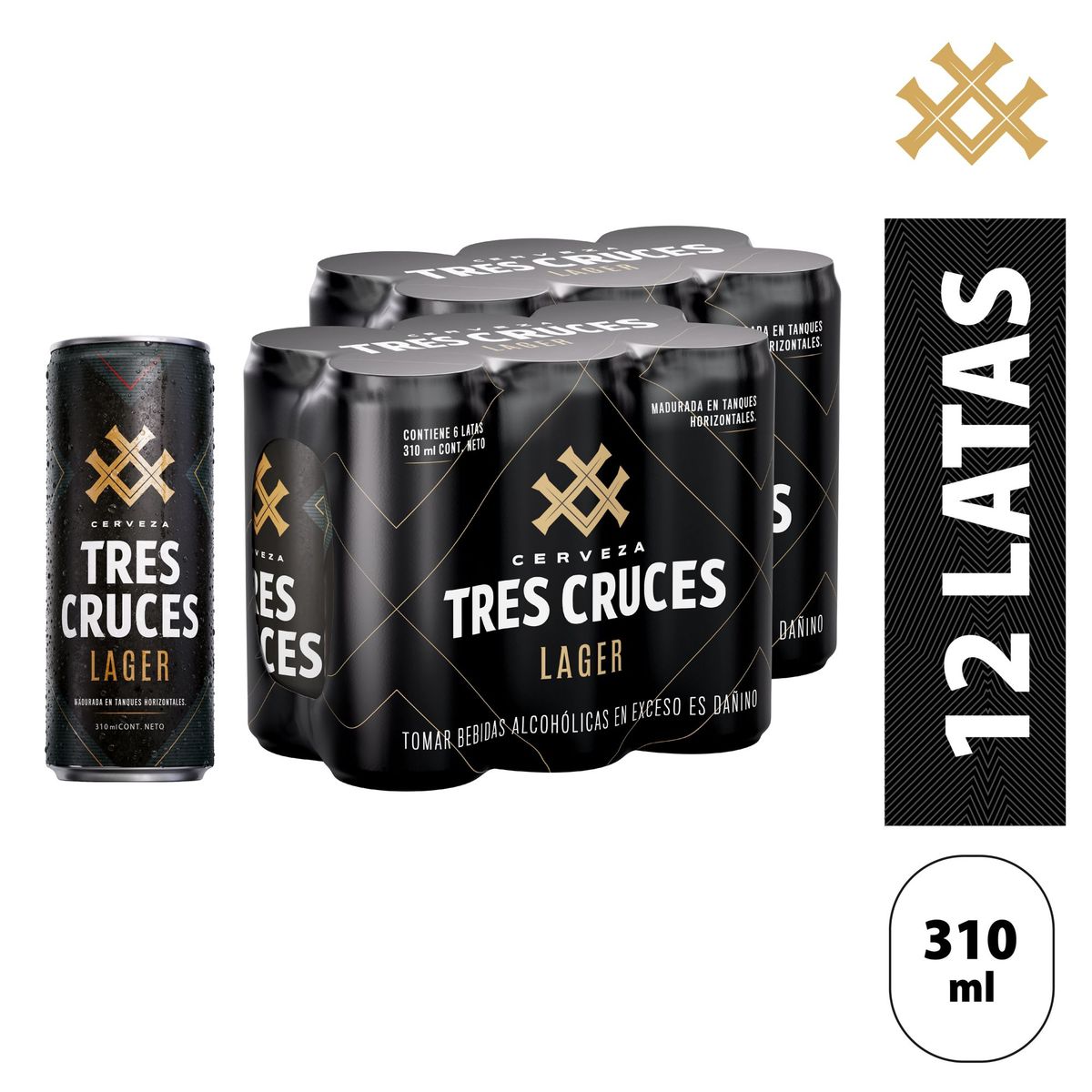 TRES CRUCES - Cerveza Tres Cruces Lager 2 Sixpack Lata 310 mL