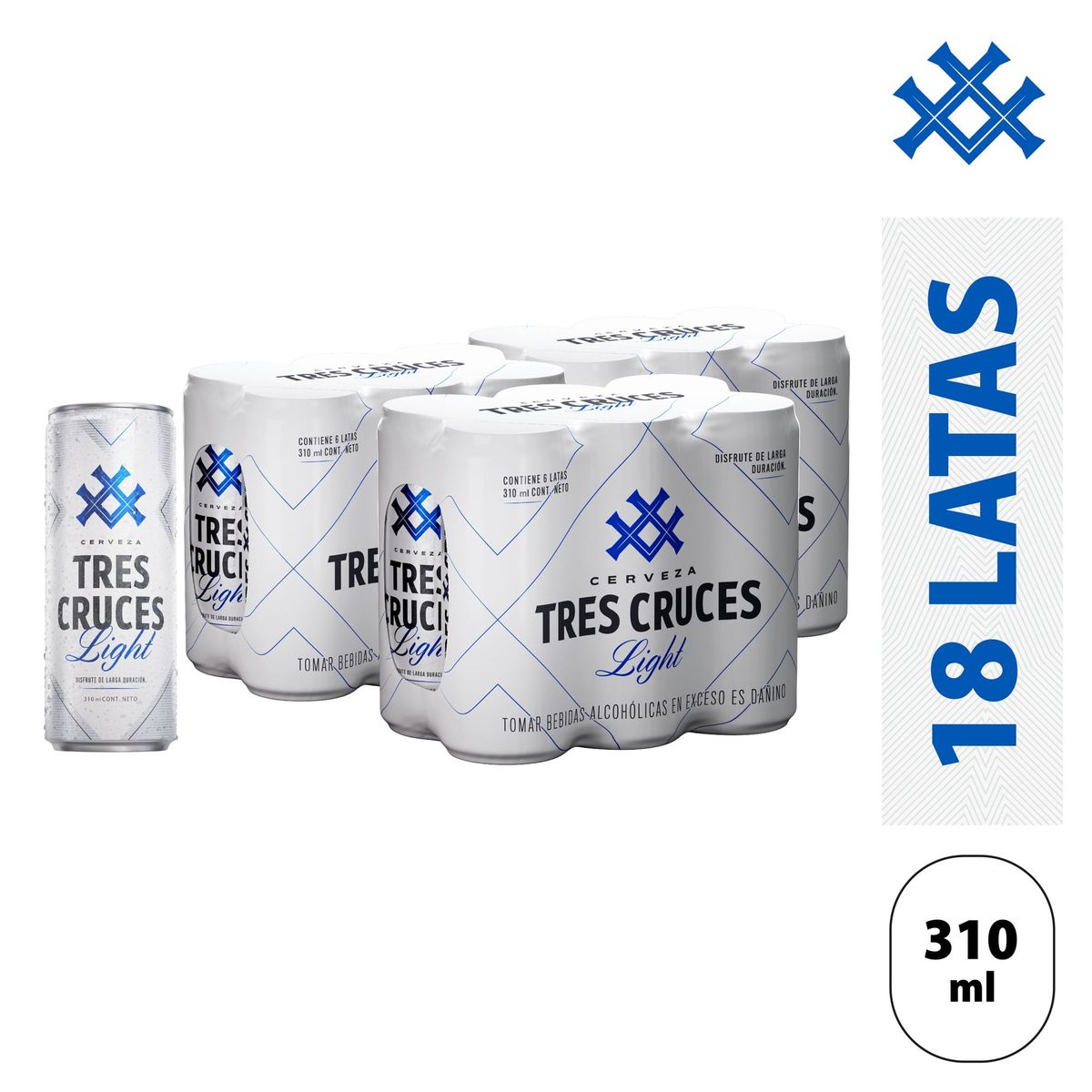 TRES CRUCES - Cerveza Tres Cruces Light 3 Sixpack Lata 310 mL