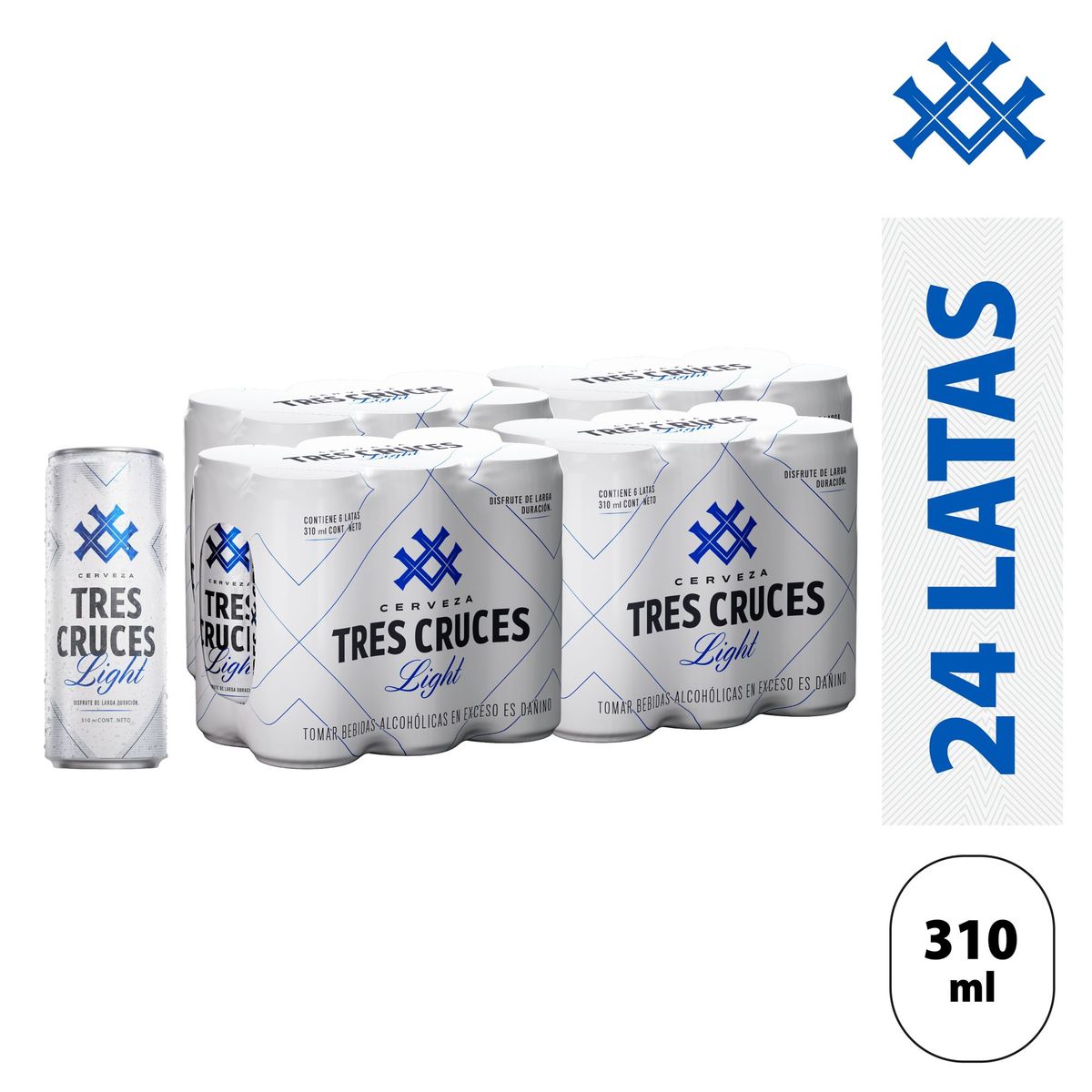 TRES CRUCES - Cerveza Tres Cruces Light 4 Sixpack Lata 310 mL