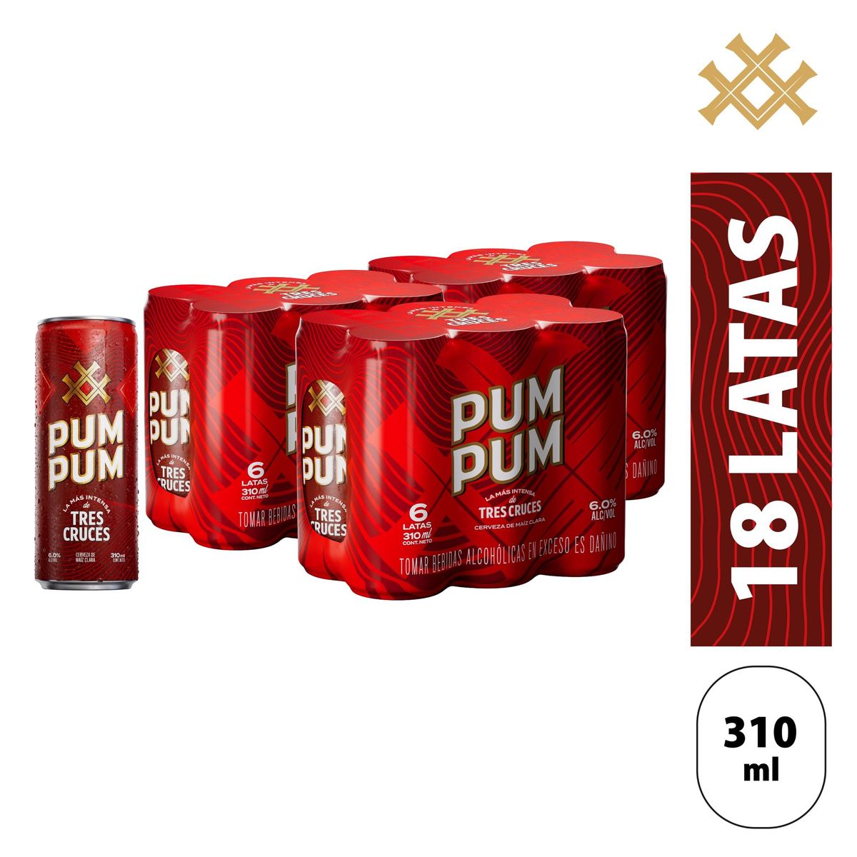 PUM PUM - Cerveza Pum Pum 3 Sixpack Lata 310 mL